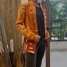 Saco de Lino naranja. Un proyecto de Estampación, Diseño textil y Estampación textil de Sol Dianda - 01.08.2025