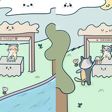 Catmarket in bangkok. Un progetto di Character design, Illustrazione digitale e Manga di Belen Aguilar - 02.08.2025