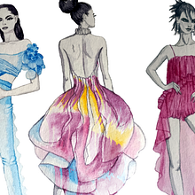 Final Project for the course "Watercolor Fashion Illustration: Silhouette, Color and Flow" . Ilustrație de modă și Pictură în acuarelă de Olena Kryvenko - 08.03.2025