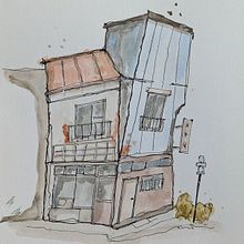 My final project for the course Expressive Architectural Sketching with Coloured markers. Un progetto di Illustrazione architettonica, Disegno, Illustrazione con inchiostro, Sketchbook e Bozzetti di marlen_boller - 04.08.2025