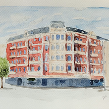 An der Keisereiche. Drawing, Watercolor Painting, Architectural Illustration, Sketchbook, Ink Illustration, and Sketching project by Edyta Hetman - 08.04.2025