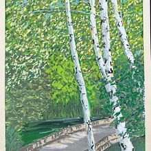 Birches over the Boardwalk. Un progetto di Belle arti, Pittura, Illustrazione naturalistica e Pittura gouache di bcprous - 08.08.2025