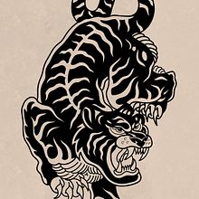 Tigre Negro. Een project van Digitale illustratie y  Tatoeageontwerp van Luca Misiurski - 08.08.2025