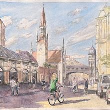 Color y Luz en las calles de Munich Ein Projekt aus dem Bereich Architektonische Illustration, Malerei und Aquarellmalerei von José Berjano Gil - 10.08.2025