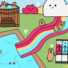 Capybara Waterpark By LittleTootScoot. Design de personagens e Ilustração digital projeto de jo_417801 - 13.08.2025