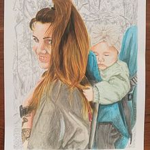 Ianire y Luna. Un proyecto de Ilustración tradicional, Dibujo, Pintura, Dibujo a lápiz, Dibujo de Retrato y Dibujo realista de Mikel Urtasun Osacar - 15.08.2025