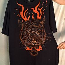 Bleach Painted shirt - Tiger with Flames. Fashion Design project by Elisa Kivi - 08.27.2025