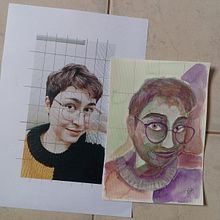 Auto retrato em Aquarela  por @saorissketchbook. Un proyecto de Bellas Artes, Dibujo de Retrato, Pintura y Pintura a la acuarela de Andrea Saori Henriques - 29.08.2025