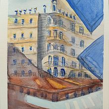 Cafe in Paris project . Un proyecto de Dibujo, Pintura a la acuarela, Ilustración arquitectónica, Sketchbook, Ilustración con tinta y Bocetado de Marta Chiara BIFFI - 31.08.2025
