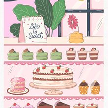 Cute Cake Store. Digital Drawing, Digital Illustration, Pattern Design, and Vector Illustration project by Citra Pede - 09.02.2025