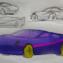 Sketching de un auto deportivo. Een project van  Ontwerp, Industrieel ontwerp, Productontwerp y  Schetsen van Gerardo Víquez Vargas - 03.09.2025