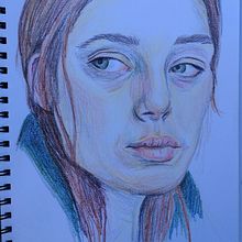 Kursprojekt Porträtzeichnen mit Buntstiften. Projekt z dziedziny R, sowanie kredkami,  R, sunek, Portret i Sketchbook użytkownika Martina Riel - 03.09.2025