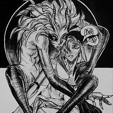 2 character blackwork design . Un projet de Illustration traditionnelle , et Dessin de Anaé Monique McFarland - 09.09.2025