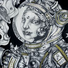 Cosmonauta do brinco de Pérola . Projekt z dziedziny Trad, c, jna ilustracja,  Sztuki piękne i  Malarstwo użytkownika Moury Moury - 14.09.2025