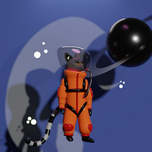 3D Astronaut Lemur. 3D, 3D Character Design, 3D Design, 3D Modeling, and Character Design project by roxaneswiercz - 09.15.2025