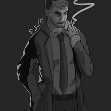 Constantine fumando un cigarro.. Un proyecto de Ilustración digital de saulvaladez8 - 22.09.2025