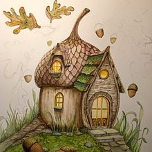 Maison gland à l'aquarelle. Projekt z dziedziny Malowanie akwarelą użytkownika Emilie Blanchard - 22.09.2025