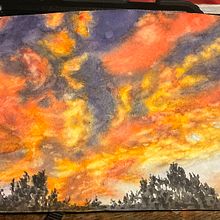Ciel diurne et coucher de soleil à l'aquarelle. Un proyecto de Bellas Artes, Pintura, Sketchbook y Pintura a la acuarela de p_m_guinchard - 23.09.2025