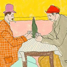 Los jugadores de cartas de Cézanne. Een project van Digitale illustratie,  Tekening,  Ontwerp y  Creativiteit van sara_williamsonalonso - 28.09.2025