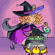Brujita. Drawing, Character Design, and Traditional illustration project by silvinaspinelli81 - 09.30.2025