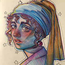 Donna con l'orecchino di perla. Un progetto di Illustrazione tradizionale, Disegno e Belle arti di henriquespublicidade - 01.10.2025