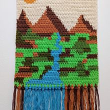 Tapiz con técnica en intarsia crochet . Projekt z dziedziny  Dekoracja wnętrz, DIY,  Tkactwo, Sz, dełkowanie, Projektowanie mod, Wzornictwo tekst i liów użytkownika Carmen González - 04.10.2025