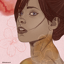 Modelo al atardecer . Een project van Traditionele illustratie, Vectorillustratie,  Portrettekening y Digitale illustratie van lauracl24 - 06.10.2025