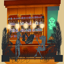 Rooftop Bar. Een project van Digitale illustratie,  Tekening,  Creativiteit y Stripboek van Tholbjorn - 07.10.2025
