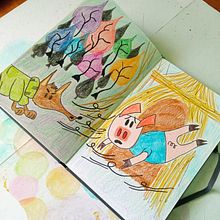 Proyecto: Los tres Cerditos Ein Projekt aus dem Bereich Bildende Künste, Malerei, Traditionelle Illustration, Zeichnung, Bleistiftzeichnung, Kinderillustration und Erzählung von Laura Rodríguez - 10.10.2025