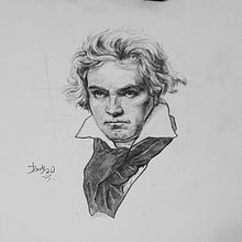 Projet final : portrait de Ludwig Van Beethoven au crayon graphite  . % Gloire Vumi tarafından hazırlanan Çizim, Kalem Çizimi, Portre Çizimi, Ve Gerçekçi Çizim projesi - 10.12.2025