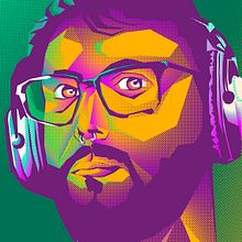Autorretrato con triada de colores. Un proyecto de Ilustración digital, Dibujo, Bellas Artes, Diseño gráfico, Pintura, Creatividad, Dibujo digital, Diseño digital, Dibujo de Retrato, Pintura digital, Ilustración vectorial y Dibujo artístico de Mikel Urtasun Osacar - 20.10.2025