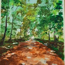 Shaddy trees. Projekt z dziedziny Malowanie gwaszami,  Malarstwo,  Sztuki piękne, Ilustracja naturalist i czna użytkownika elaine Roe - 20.10.2025