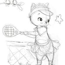 Jugando al tenis con estrellas. Een project van Ontwerp van personages, Kinderillustratie,  Tekening y Tekening met potlood van Maria Paniagua - 21.10.2025