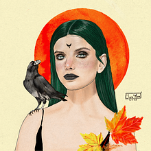 Bruja mágica . Projekt z dziedziny Trad, c, jna ilustracja, Grafika wektorowa, Portret, Ilustracja c i frowa użytkownika Clara Mora - 26.10.2025
