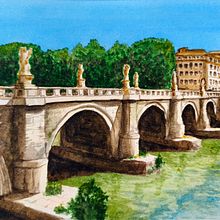 Ponte Sant' Angelo. Un proyecto de Bocetado, Dibujo, Ilustración tradicional, Ilustración arquitectónica y Pintura a la acuarela de Paweł Pożoga - 26.10.2025