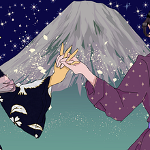 Ichiro and Mai at Mt. Fuji. Projekt z dziedziny Komiks,  R, sunek, R, sunek ołówkiem, Manga, Projektowanie postaci, Trad, c, jna ilustracja, Ilustracja c i frowa użytkownika sarochamarkwell - 27.10.2025