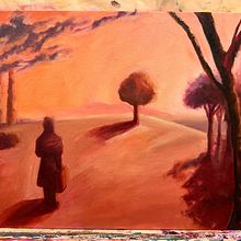 Landscape w sunset. Artes plásticas, Pintura, e Pintura a óleo projeto de detales91 - 31.10.2025