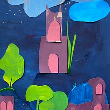 Some houses on a hill. Collage, Traditional illustration, Children's Illustration, Creating with Kids, Narrative, and Paper Craft project by marniamsterdam - 11.02.2025