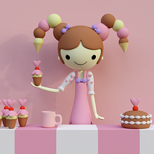 Doceria Kawaii em 3D – Confeiteira no Blender. Projekt z dziedziny  Modelowanie 3D użytkownika Andreia Duarte Bilenkij - 09.11.2025