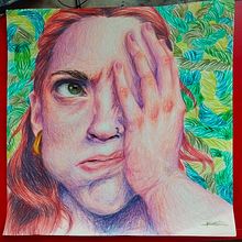 TEG: Sèrie d'autoretrats, llapis de colors . Desen în creion și Desen de portret de Yasmín Torres Cortés - 11.23.2025