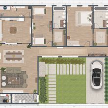 Casa moderna para 4. Interior Design, Interior Architecture, Interior Decoration, and Spatial Design project by albertina_zeni - 11.25.2025