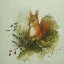 Squirrel for a little boy . Een project van Aquarelschilderen van Aga - 26.11.2025