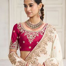 Off-White and Magenta Designer Saree by indieelabel. Marketing, and Fashion Design project by Indiee Label - 11.28.2025