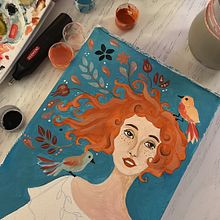 Dreamy thoughts 🦜. Un proyecto de Bellas Artes, Ilustración tradicional, Pintura y Pintura gouache de Marianne Noiman - 30.11.2025