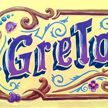 Greta - Proyecto Fileteado Porteño. Projekt z dziedziny T, pografia,  Projektowanie plakatów,  Pismo dekorac i jne użytkownika Maria Laura Rodríguez Palma - 02.12.2025