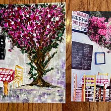 "Hydra Cafe in Bloom". Acr, and lic Painting project by athena_westlaken - 12.09.2025