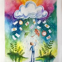 Wenn es regnet, schüttet es. Ein Projekt aus dem Bereich Traditionelle Illustration, Zeichnung und Zeichnen mit Buntstiften von Corine - 11.12.2025