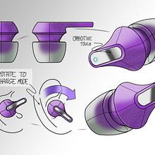 Earbuds concept. Projekt z dziedziny Wzornictwo przem, słowe, Projektowanie produktowe, Ilustracja c i frowa użytkownika Alex Amat Alvarez - 15.12.2025