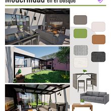 Modernidad en el Bosque. Design de interiores, Arquitetura de interiores, Interiores, Design de espaços, e Modelagem 3D projeto de Delya Calahorrano - 06.01.2026