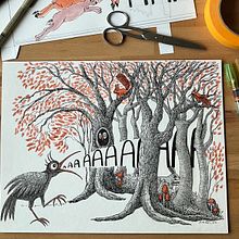 Wie es in den Wald hineinruft, so schallt es heraus…. Drawing, Traditional illustration, Creativit, Stor, and telling project by Anke Weber - 01.13.2026